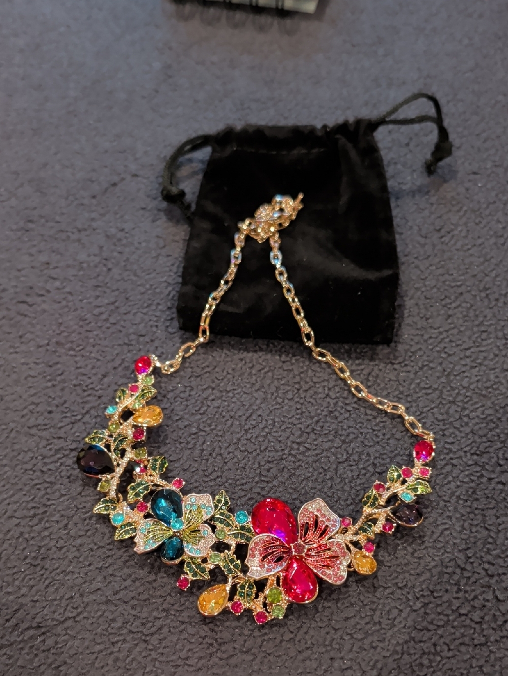 Floral Multi-Color Statement Necklace